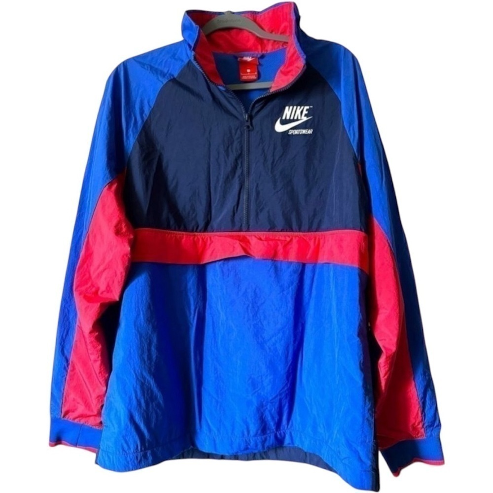 NIKE womens blue and pink quarter zip pullover windbreaker